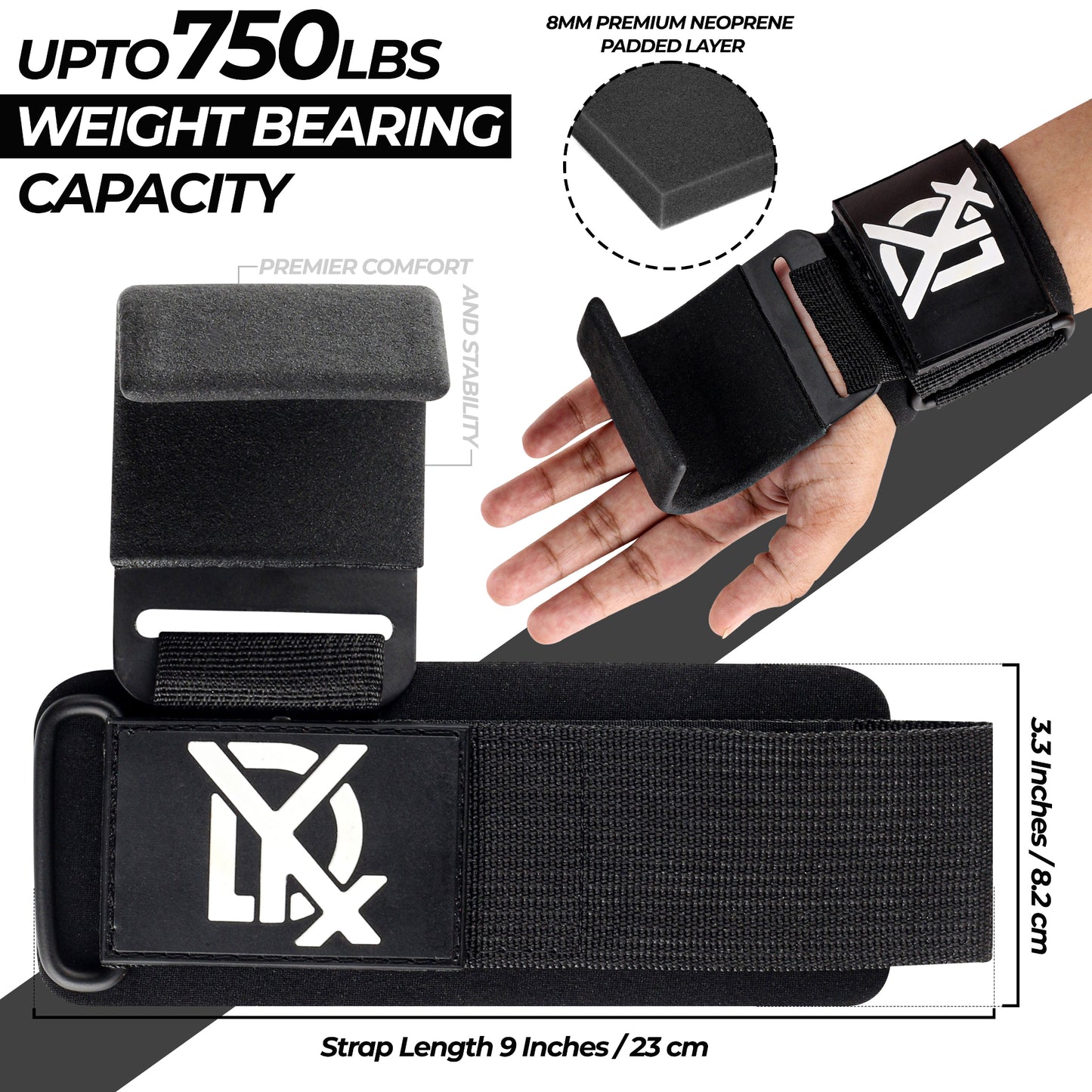 Weightlifting Hook Straps Gym Hooks with Wrist Straps – Weight Lifting Support for Men & Women | DYX