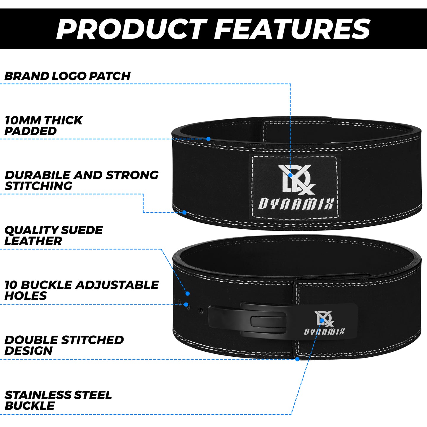 WEIGHT LIFTING LEVER BELT FOR POWERLIFTING IPF BUCKLE MEN & WOMEN STRONGMAN 10MM WORKOUT DEADLIFTS, GENUINE LEATHER GYM BELT