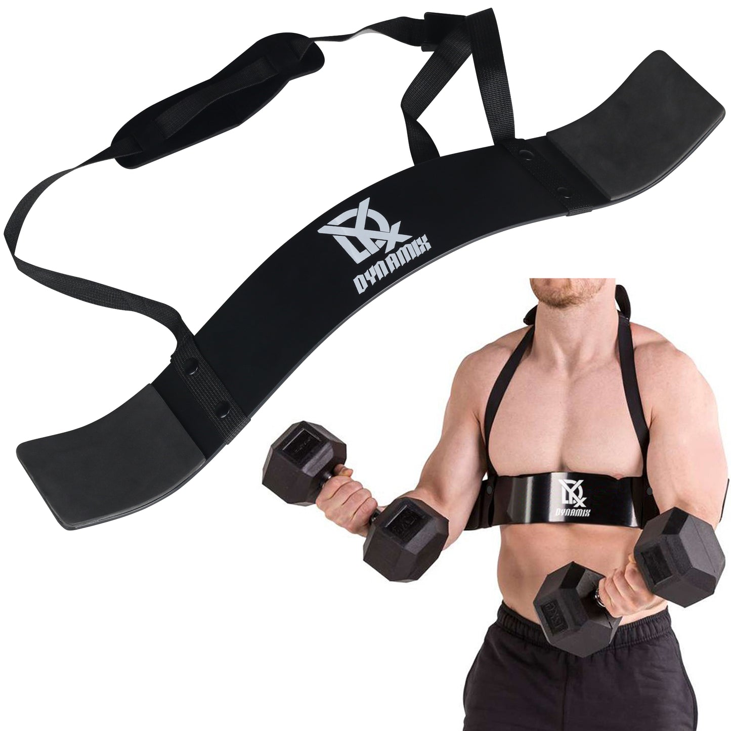 DYX Arm Blaster for Biceps and Forearms, Adjustable Isolator for Curls and Strength Training, Weight Lifting Arm Blaster with Neck Padding