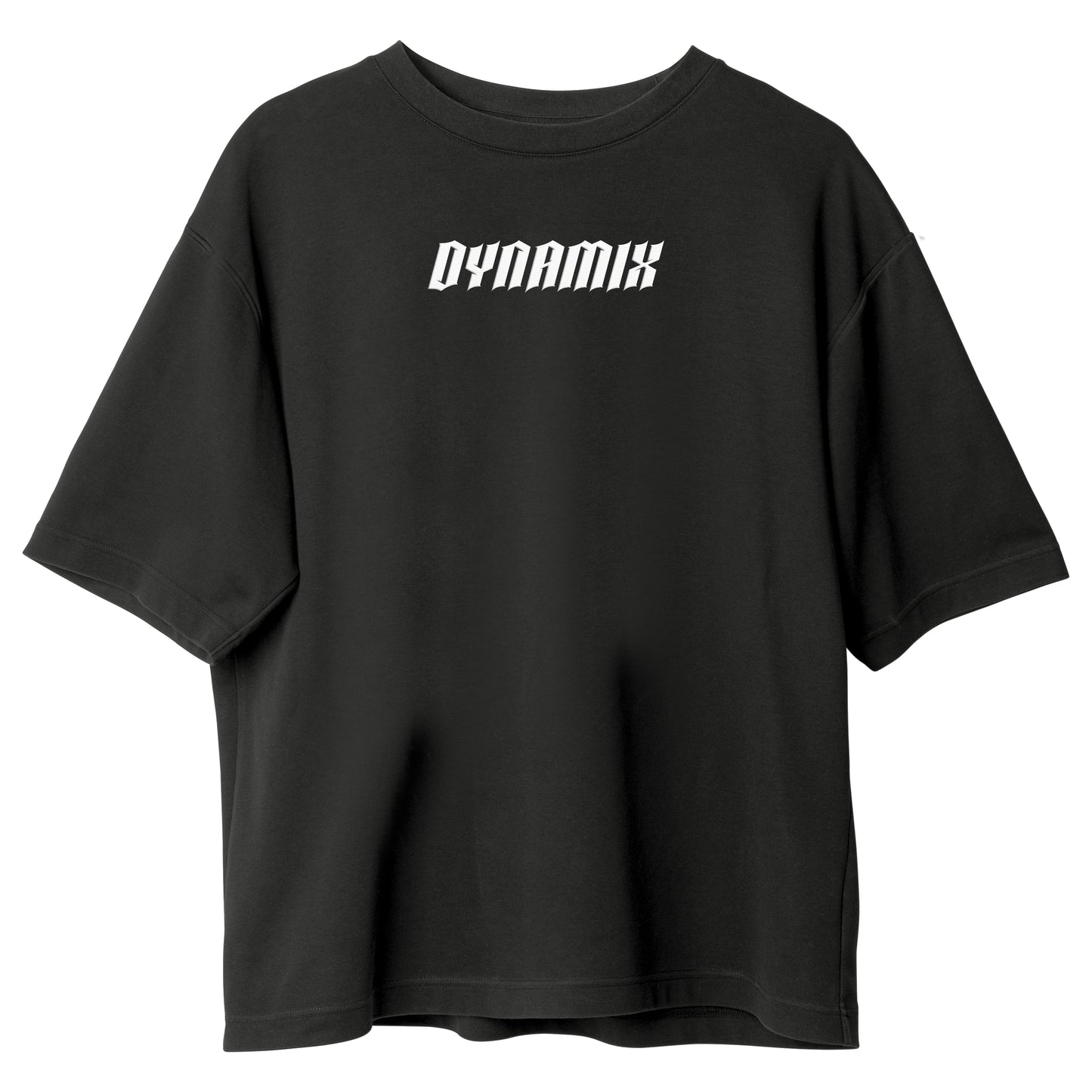 Dynamix Oversized T-Shirt Unisex Gym/Casual Tee 100% Cotton Puff Print Gray/Black