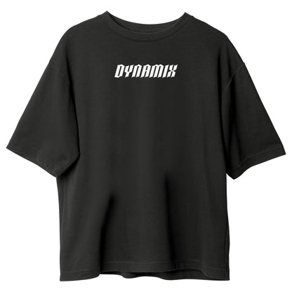 Dynamix Oversized T-Shirt Unisex Gym/Casual Tee 100% Cotton Puff Print Gray/Black