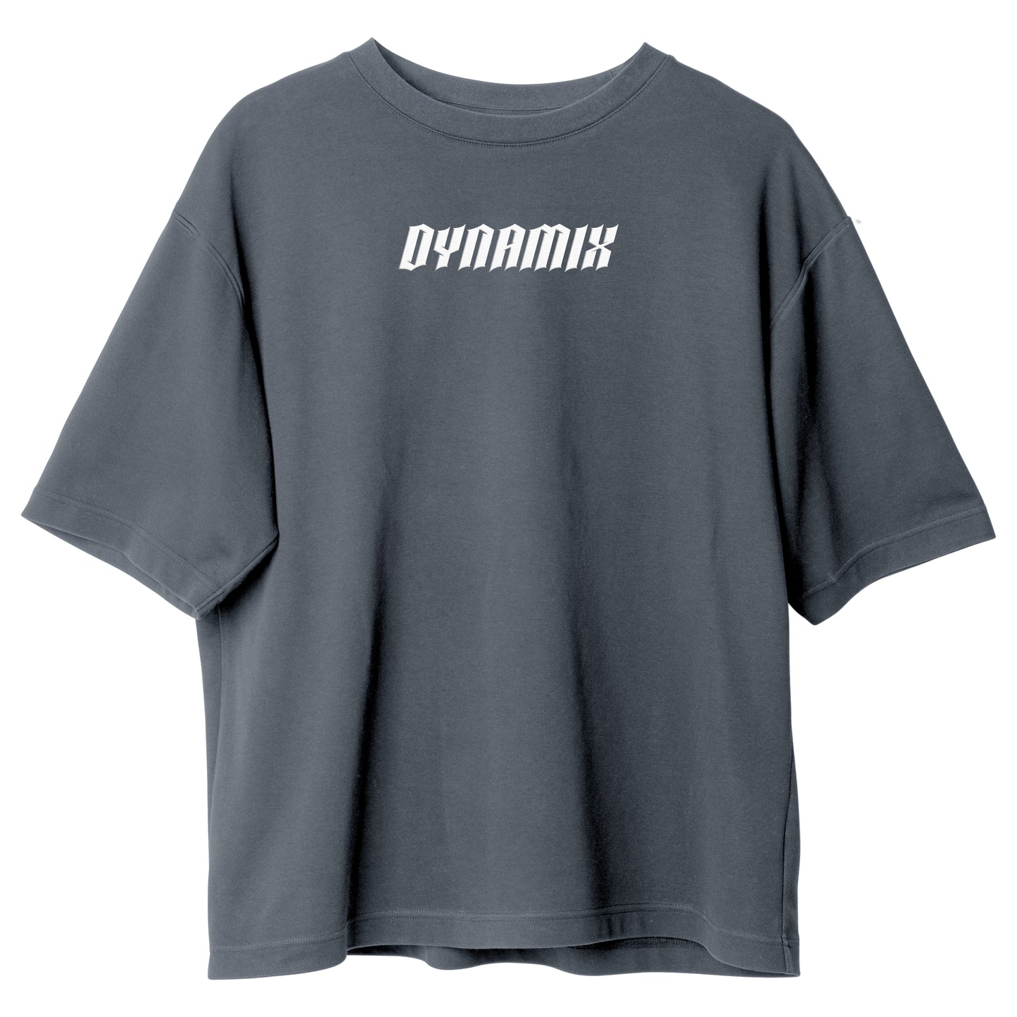 Dynamix Oversized T-Shirt Unisex Gym/Casual Tee 100% Cotton Puff Print Gray/Black