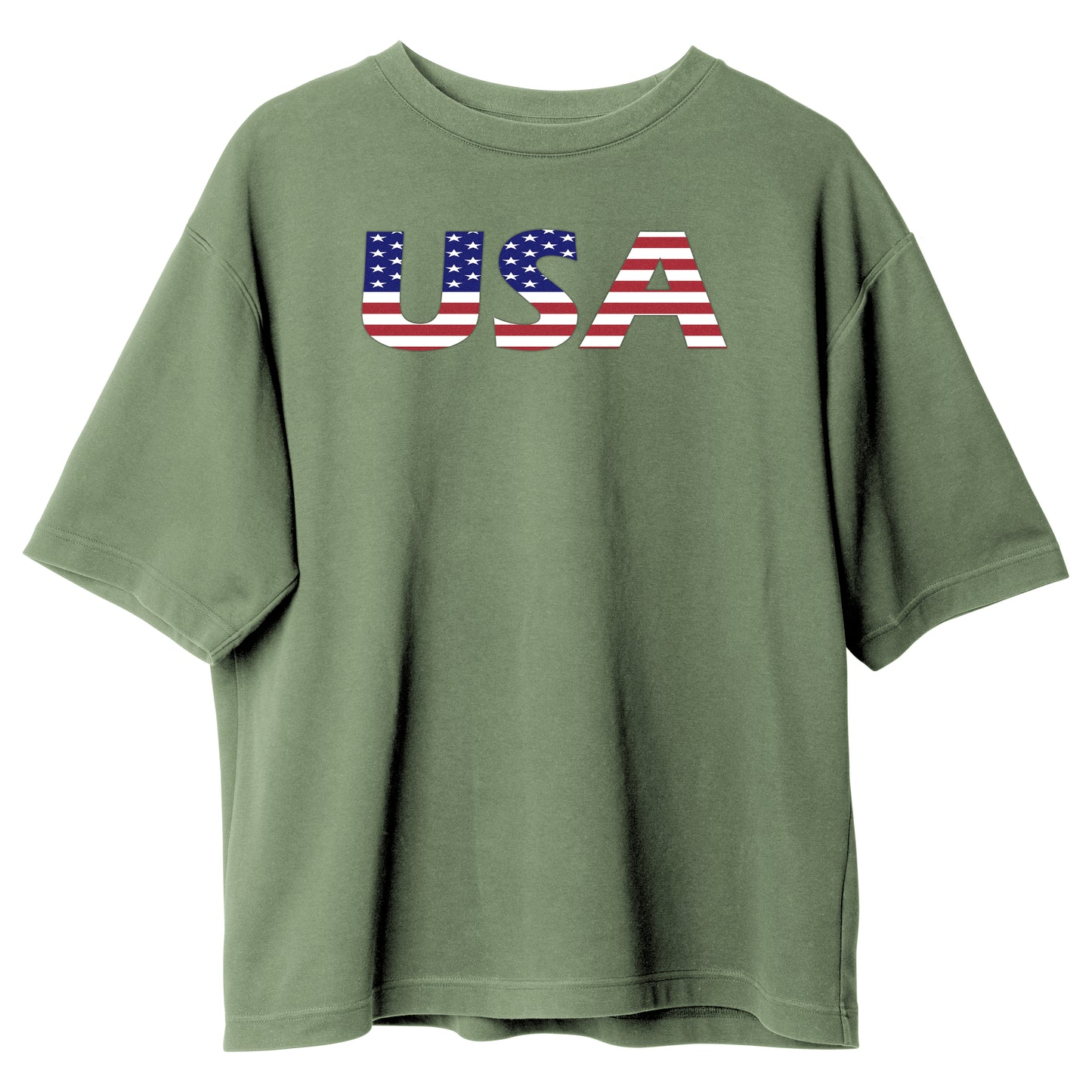 Dynamix USA Olive Green/Black Unisex T-shirt Crew/Round Neck 100% Cotton Gym/Casual Tee