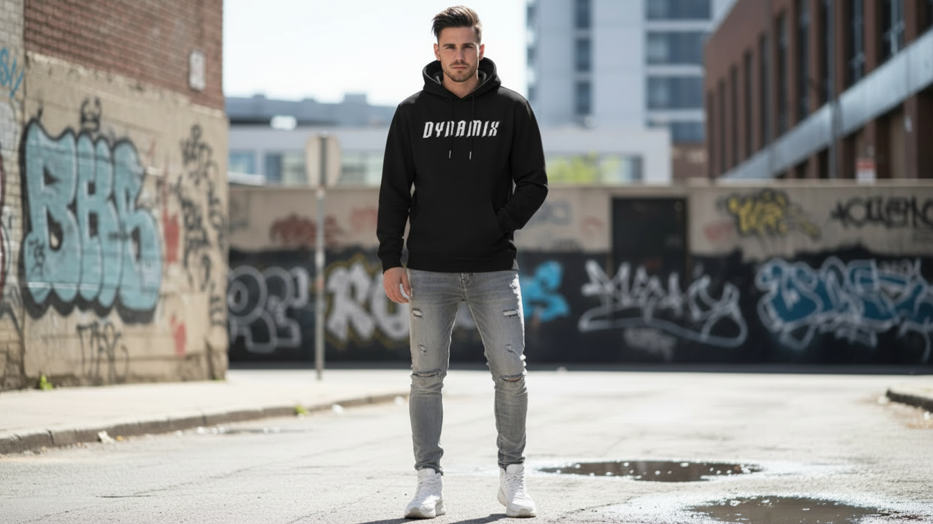 Men’s Oversized Hoodie 3D Embroidered Streetwear Fleece Pullover By Dynamix