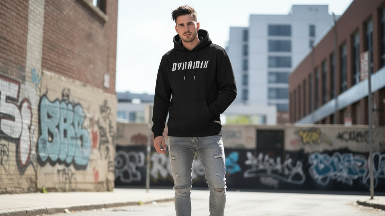 Men’s Oversized Hoodie 3D Embroidered Streetwear Fleece Pullover By Dynamix