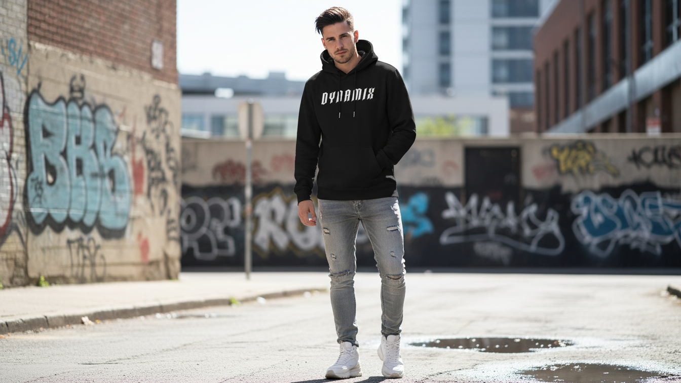 Men’s Oversized Hoodie 3D Embroidered Streetwear Fleece Pullover By Dynamix