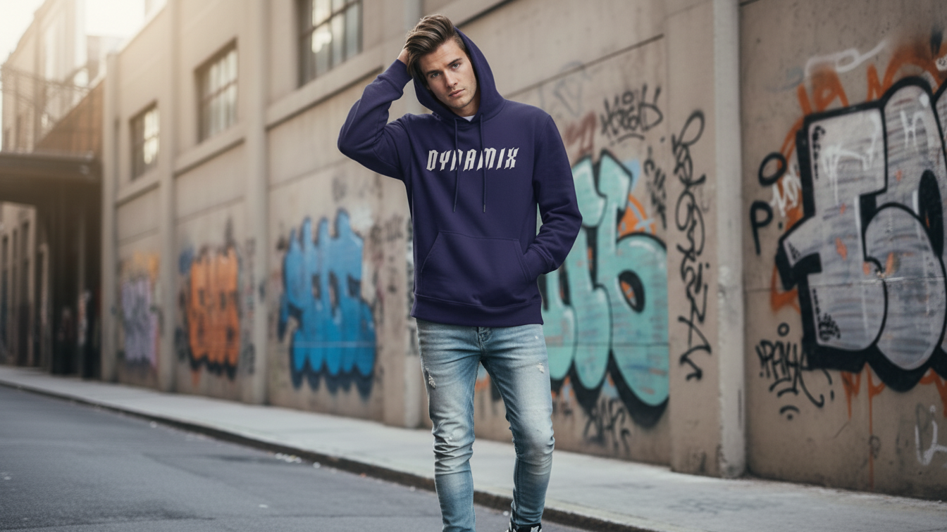 Men’s Oversized Hoodie 3D Embroidered Streetwear Fleece Pullover By Dynamix