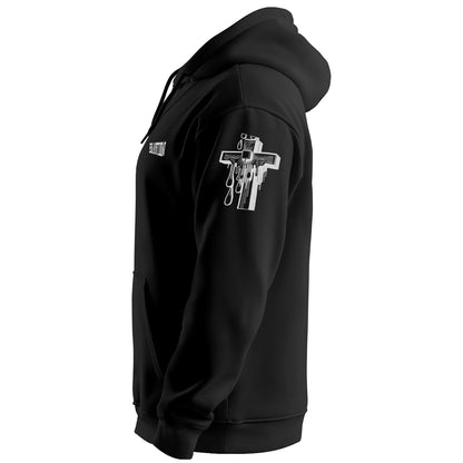 Black Unisex Pullover Hoodie Salvation & Holy Cross Printed Cotton fleece 300GSM