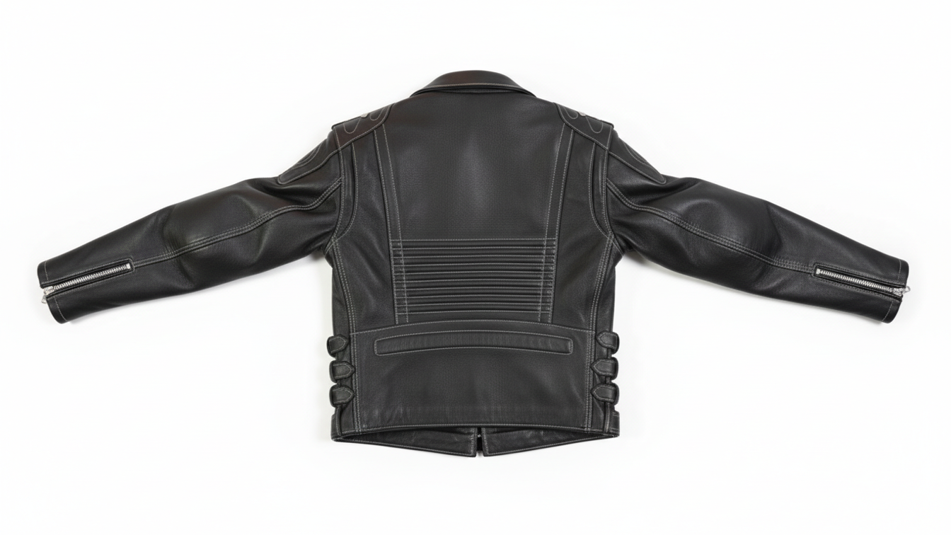 Men’s Genuine Black Leather Biker Jacket Heavy Duty Motorcycle Racing Coat