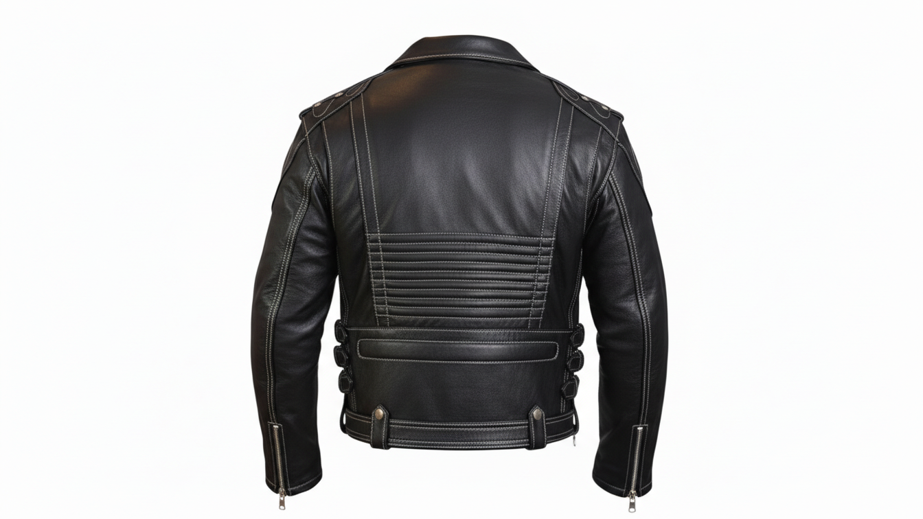 Men’s Genuine Black Leather Biker Jacket Heavy Duty Motorcycle Racing Coat