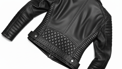 Men’s Black Genuine Leather Café Racer Motorcycle Biker Moto Quilted Jacket