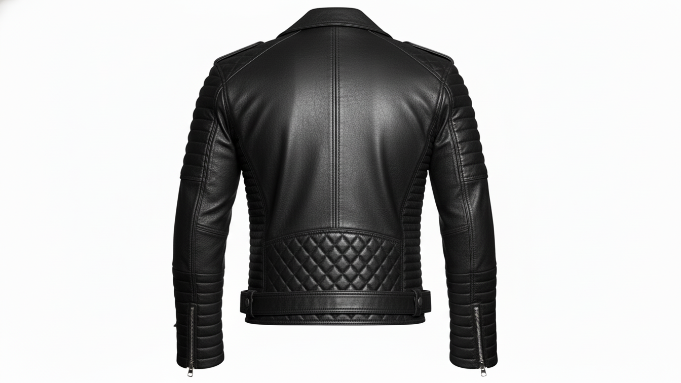 Men’s Black Genuine Leather Café Racer Motorcycle Biker Moto Quilted Jacket