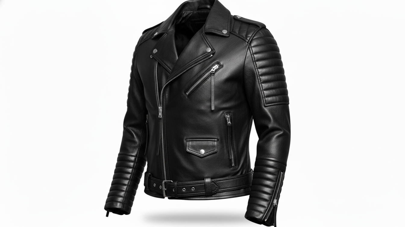 Men’s Black Genuine Leather Café Racer Motorcycle Biker Moto Quilted Jacket