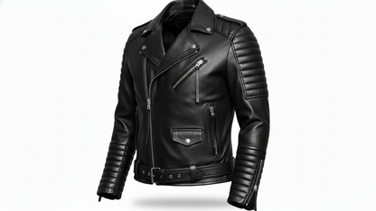 Men’s Black Genuine Leather Café Racer Motorcycle Biker Moto Quilted Jacket