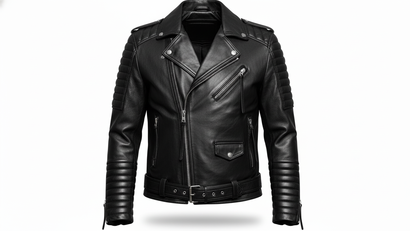 Men’s Black Genuine Leather Café Racer Motorcycle Biker Moto Quilted Jacket