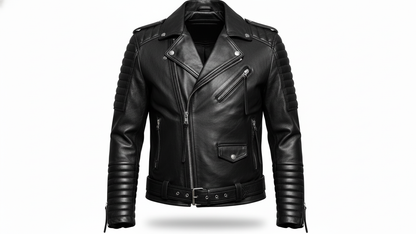 Men’s Black Genuine Leather Café Racer Motorcycle Biker Moto Quilted Jacket