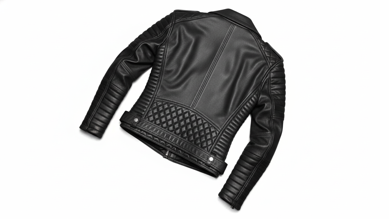 Men’s Black Genuine Leather Café Racer Motorcycle Biker Moto Quilted Jacket