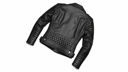 Men’s Black Genuine Leather Café Racer Motorcycle Biker Moto Quilted Jacket