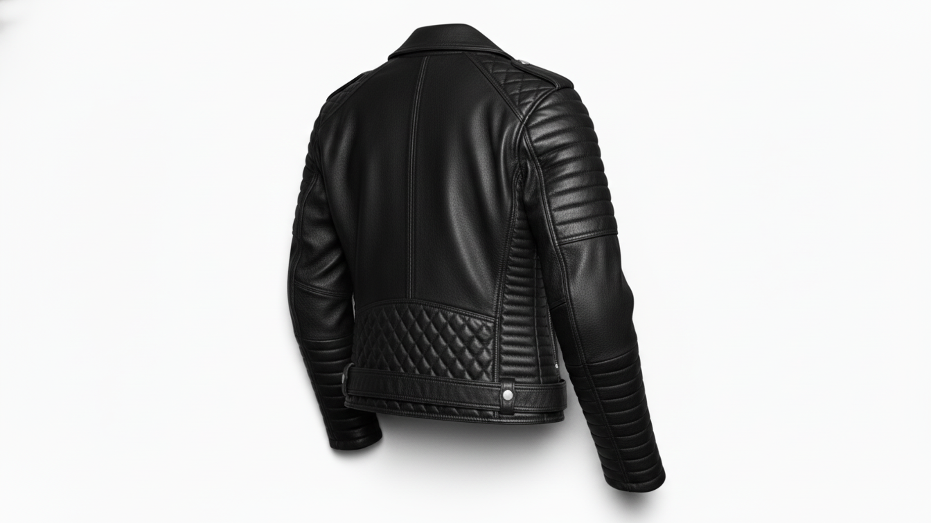 Men’s Black Genuine Leather Café Racer Motorcycle Biker Moto Quilted Jacket