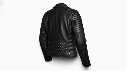 Men’s Black Genuine Leather Café Racer Motorcycle Biker Moto Quilted Jacket