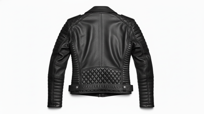 Men’s Black Genuine Leather Café Racer Motorcycle Biker Moto Quilted Jacket