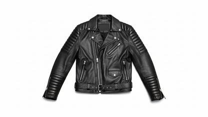 Men’s Black Genuine Leather Café Racer Motorcycle Biker Moto Quilted Jacket