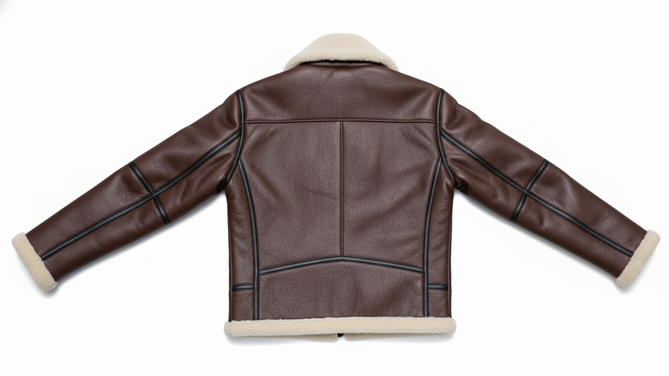 Men’s Genuine Leather Shearling Aviator Jacket B3 Bomber Fur Lined Coat