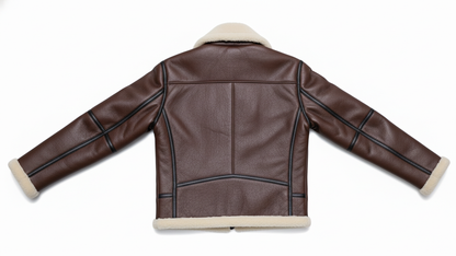 Men’s Genuine Leather Shearling Aviator Jacket B3 Bomber Fur Lined Coat