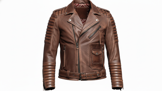 Men’s Brown Genuine Leather Café Racer Motorcycle Biker Moto Quilted Jacket