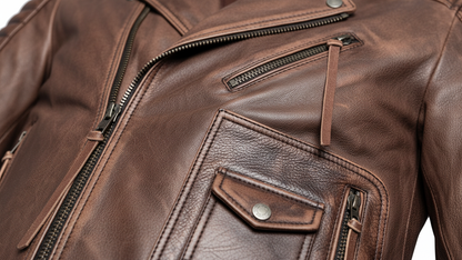 Men’s Brown Genuine Leather Café Racer Motorcycle Biker Moto Quilted Jacket