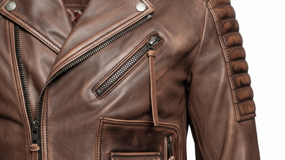 Men’s Brown Genuine Leather Café Racer Motorcycle Biker Moto Quilted Jacket