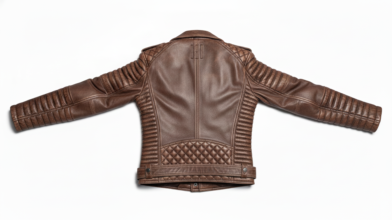 Men’s Brown Genuine Leather Café Racer Motorcycle Biker Moto Quilted Jacket