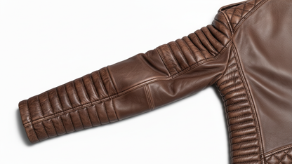 Men’s Brown Genuine Leather Café Racer Motorcycle Biker Moto Quilted Jacket