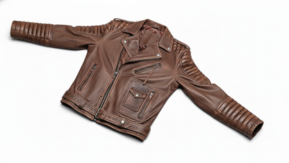 Men’s Brown Genuine Leather Café Racer Motorcycle Biker Moto Quilted Jacket