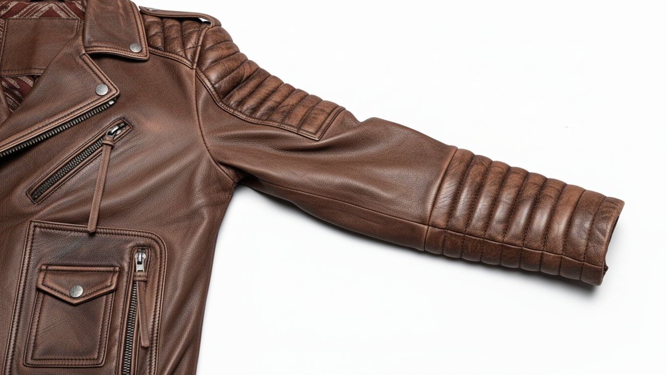 Men’s Brown Genuine Leather Café Racer Motorcycle Biker Moto Quilted Jacket