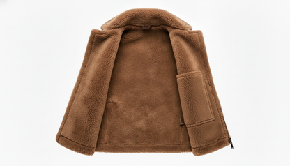 Women's Brown Shearling Leather Aviator Jacket B3 Bomber Real Leather Fur Coat