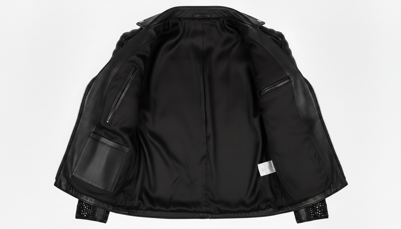 Mens Black Crystal Motorcycle Biker Leather Jacket Moto Rhinestone Slim Fit