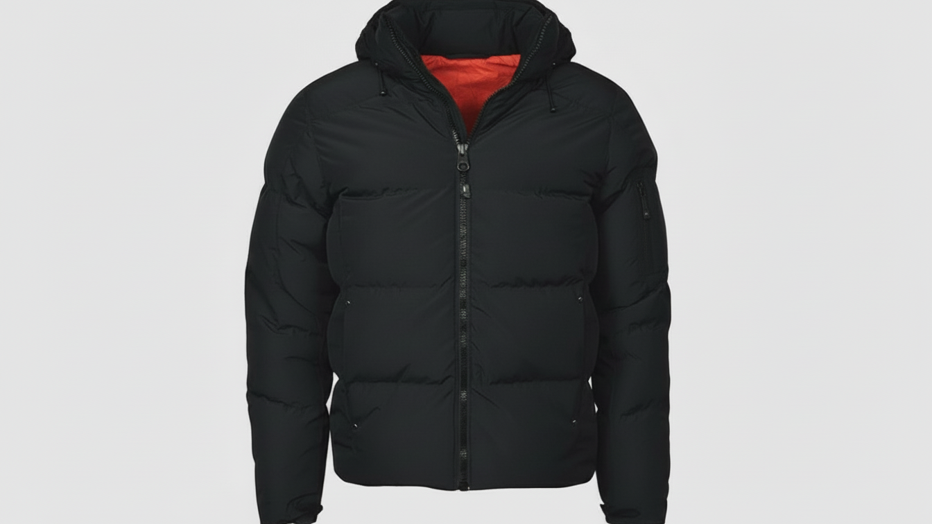 Men’s Black Puffer Jacket Hooded Winter Quilted Warm Lightweight Zip Coat