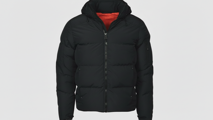 Men’s Black Puffer Jacket Hooded Winter Quilted Warm Lightweight Zip Coat