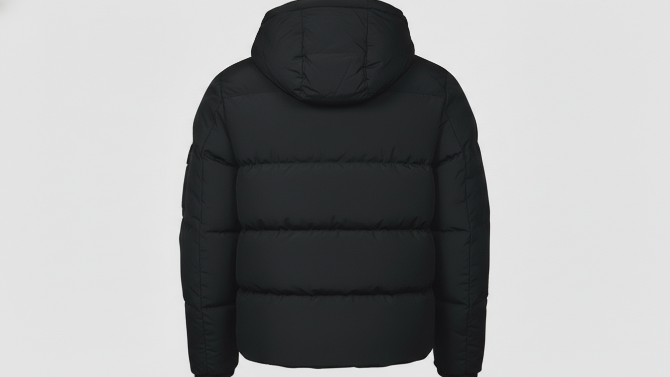 Men’s Black Puffer Jacket Hooded Winter Quilted Warm Lightweight Zip Coat