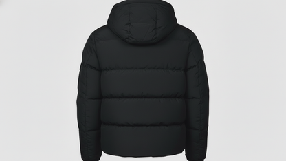 Men’s Black Puffer Jacket Hooded Winter Quilted Warm Lightweight Zip Coat