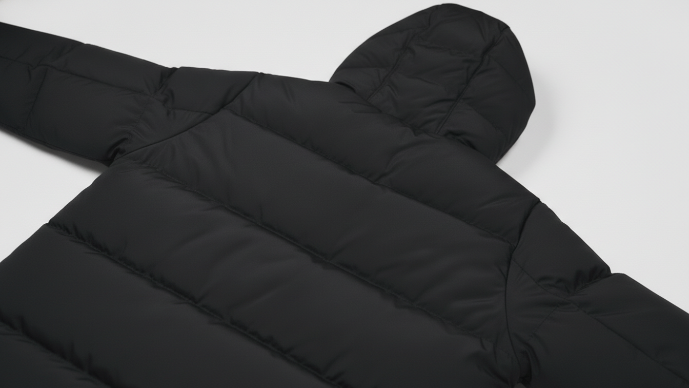 Men’s Black Puffer Jacket Hooded Winter Quilted Warm Lightweight Zip Coat