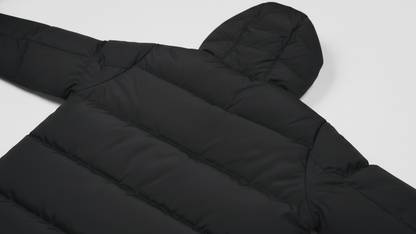 Men’s Black Puffer Jacket Hooded Winter Quilted Warm Lightweight Zip Coat