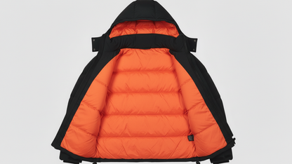Men’s Black Puffer Jacket Hooded Winter Quilted Warm Lightweight Zip Coat