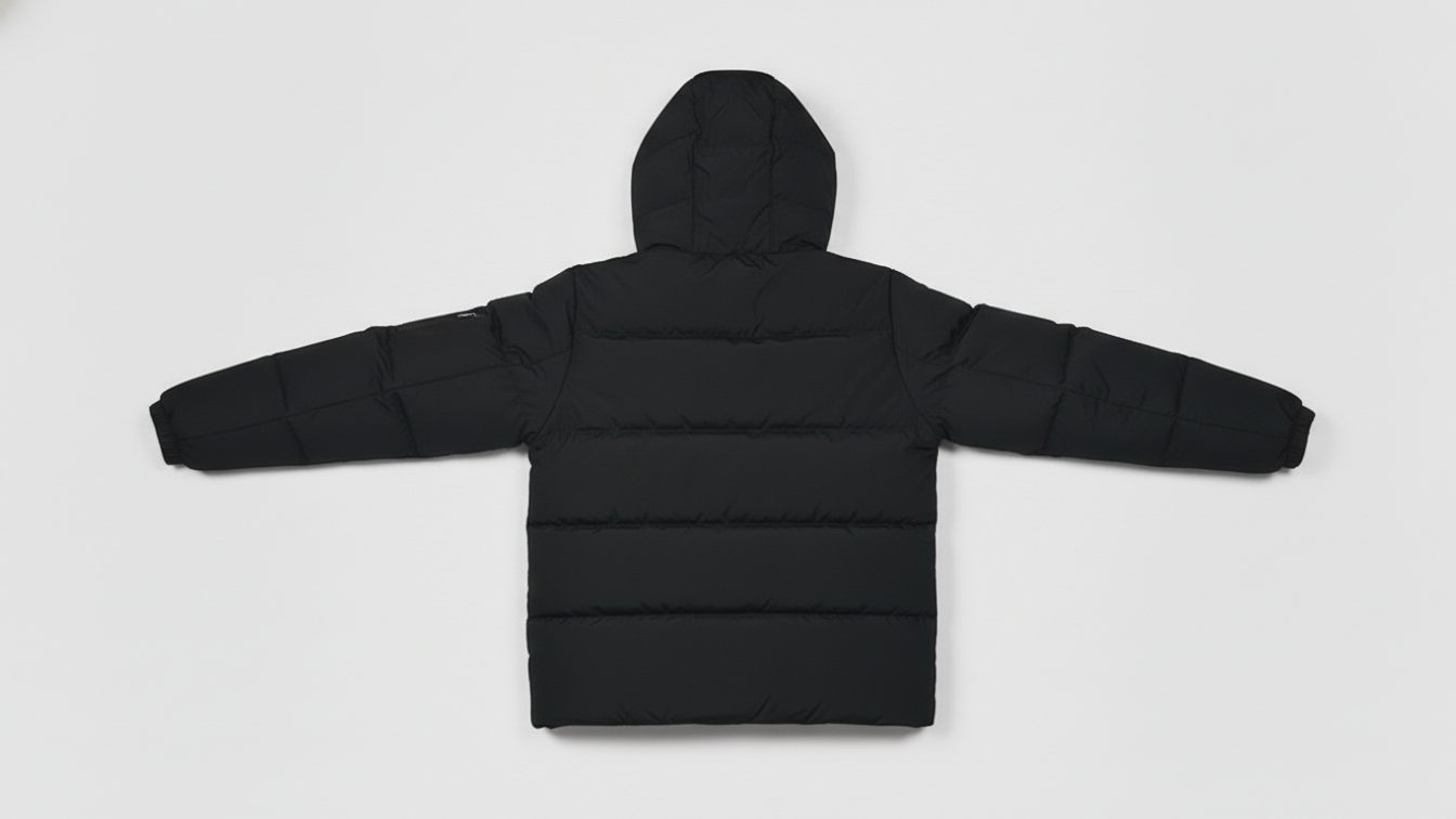 Men’s Black Puffer Jacket Hooded Winter Quilted Warm Lightweight Zip Coat