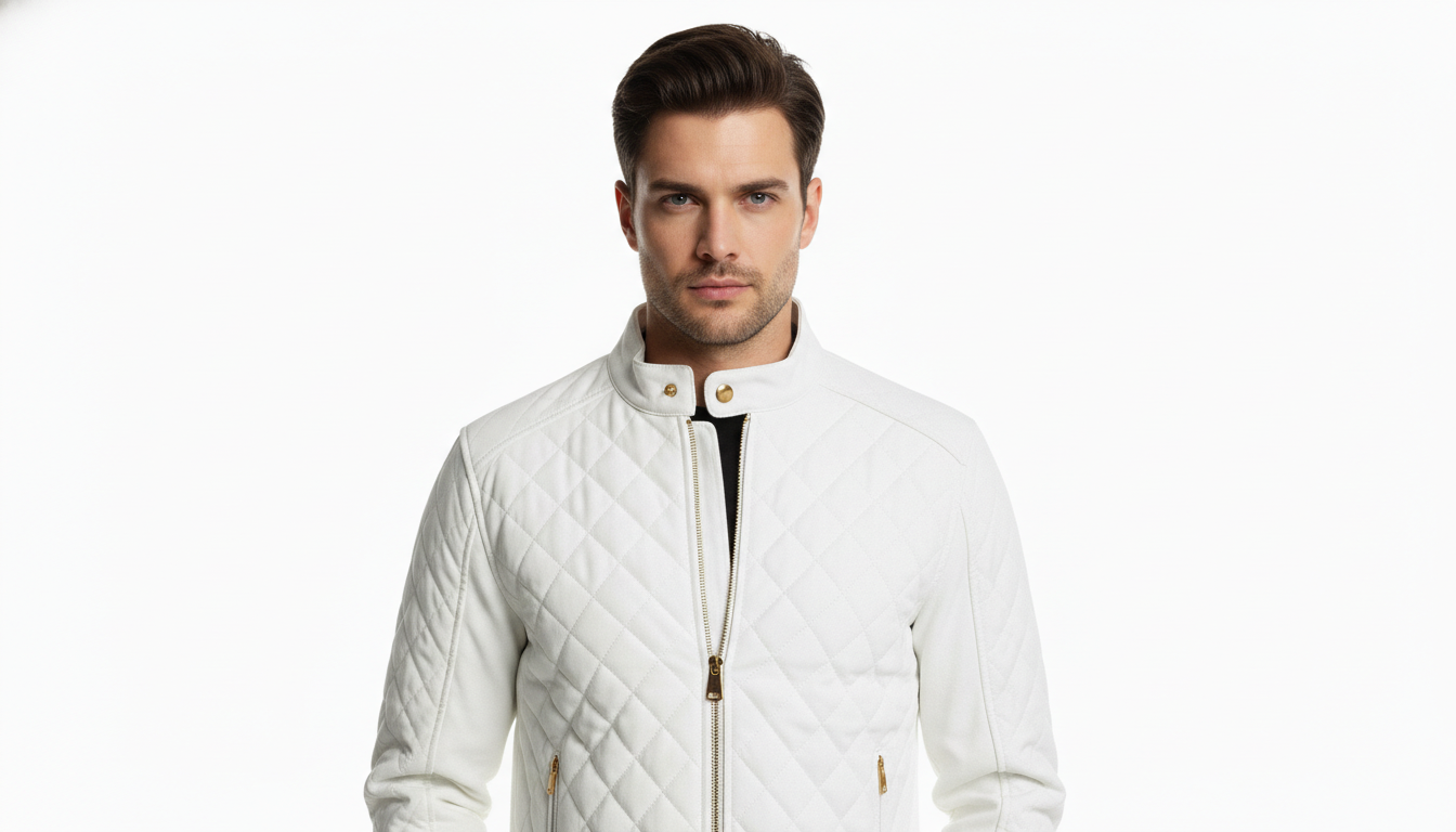 Men’s Leather Jacket Stand Collar Zip Front Casual Biker Style Winter Outerwear