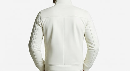 Men’s Leather Jacket Stand Collar Zip Front Casual Biker Style Winter Outerwear
