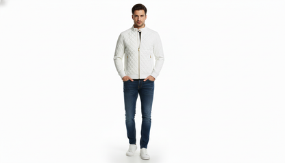 Men’s Leather Jacket Stand Collar Zip Front Casual Biker Style Winter Outerwear