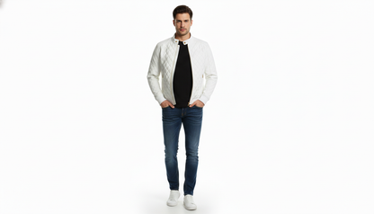 Men’s Leather Jacket Stand Collar Zip Front Casual Biker Style Winter Outerwear