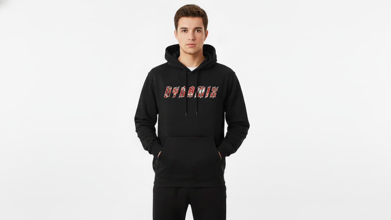 Oversized Men's Black Hoodie -  Streetwear & Casual Wear Fleece Pullover